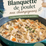 Blanquette de poulet aux champignons servie dans une assiette chaude