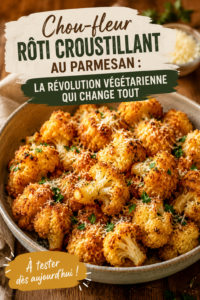 Plat de chou-fleur rôti croustillant au parmesan, prêt à être dégusté.