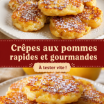Des crêpes aux pommes dorées sur une assiette, prêtes à déguster.