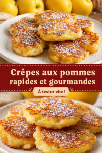 Des crêpes aux pommes dorées sur une assiette, prêtes à déguster.