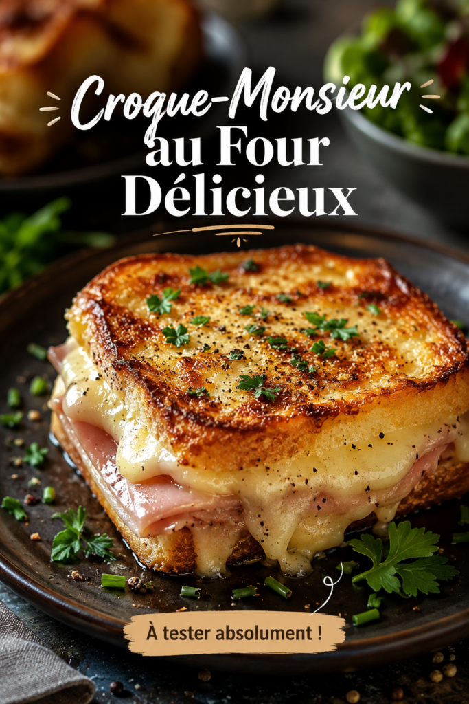 Croque-monsieur au four croustillant avec fromage fondant