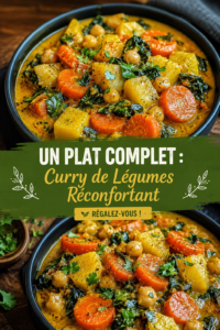 Un plat de curry de légumes coloré et savoureux servi dans un bol en céramique.