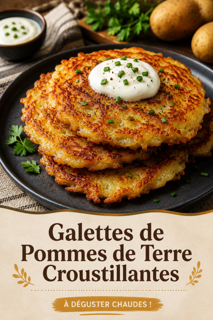 Galettes croustillantes de pommes de terre dorées sur une assiette