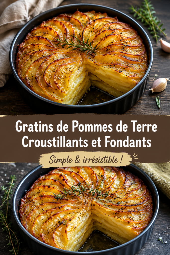 Gratin de pommes de terre croustillant et fondant sur une table
