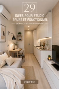 Un exemple de studio chic et chaleureux, bien aménagé.