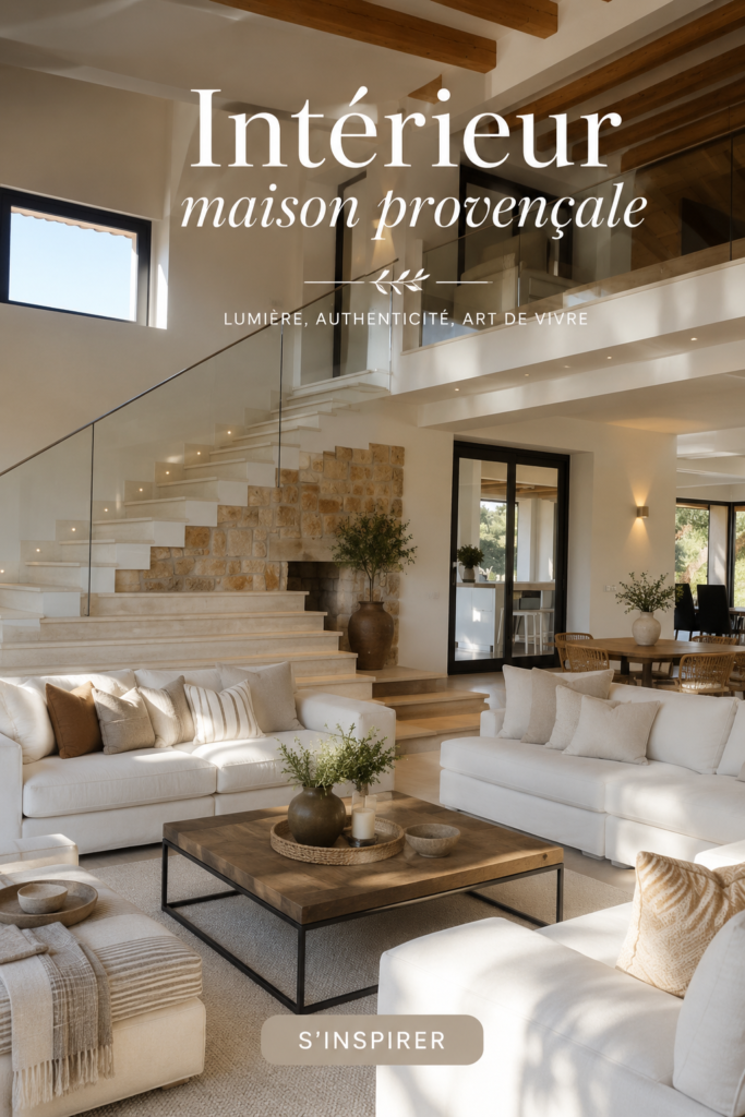 Intérieur d'une maison provençale avec des couleurs chaudes et naturelles