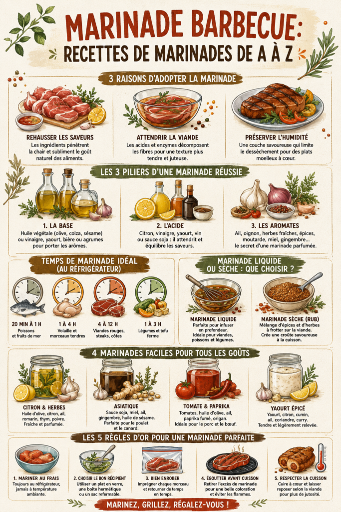 Assortiment de viandes marinées prêtes pour le barbecue