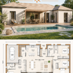 Modèle de maison 4 chambres moderne avec jardin