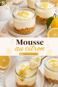 Mousse au citron légère et aérienne servie dans un joli bol.