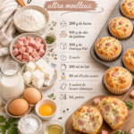Muffins jambon & Kiri moelleux sortant du four.
