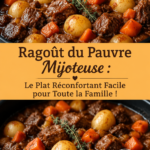 Un plat de ragoût du pauvre mijoté, coloré et réconfortant, servi dans une assiette.