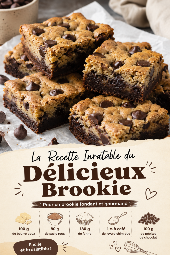 Un brookie frais et fondant, mélange parfait de cookie et brownie sur une assiette