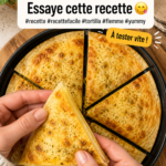 Tortilla au thon dorée avec des légumes frais en arrière-plan
