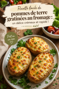 Gratin de pommes de terre au fromage avec une croûte dorée et crémeuse.