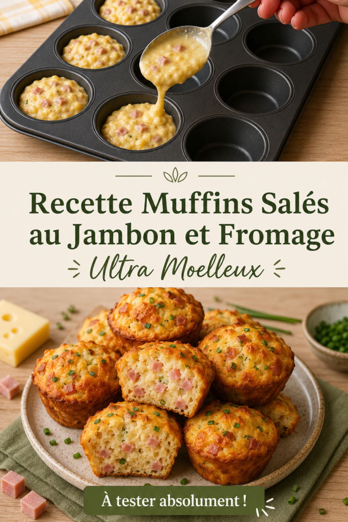 Muffins salés au jambon et fromage moelleux, présentés sur une table
