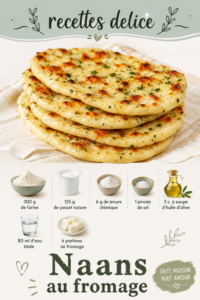 Photo de naans au fromage dorés, chauds et moelleux, prêts à être servis.