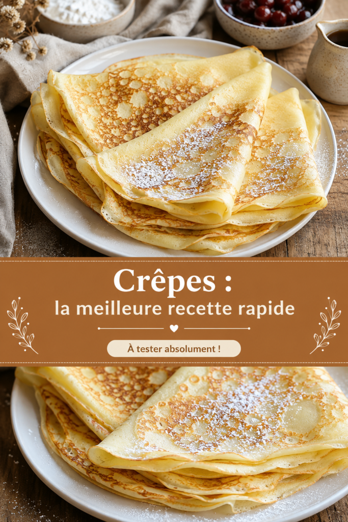 Une assiette de crêpes garnies de fruits frais et de sirop d'érable, prêtes à être dégustées.