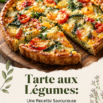 Tarte aux légumes dorée et appétissante posée sur une table