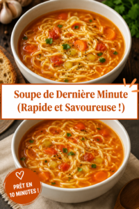 Une soupe maison rapide avec des légumes frais dans un bol