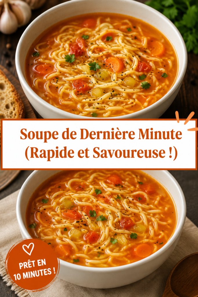 Une soupe maison rapide avec des légumes frais dans un bol