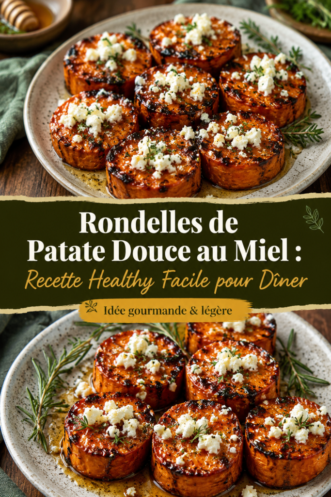 Rondelles de patate douce au miel présentées sur une assiette