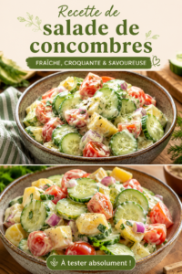 Salade de concombres colorée et appétissante avec des herbes fraîches