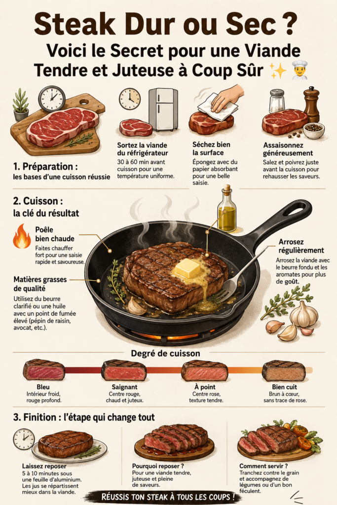 Photo d'un steak tendre et juteux sur une planche en bois