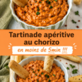 Tartinade apéritive au chorizo servie avec des crackers
