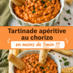 Tartinade apéritive au chorizo servie avec des crackers