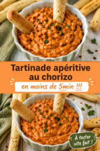Tartinade apéritive au chorizo servie avec des crackers
