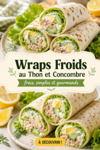 Wraps froids au thon et concombre sur une assiette, prêts à être dégustés.