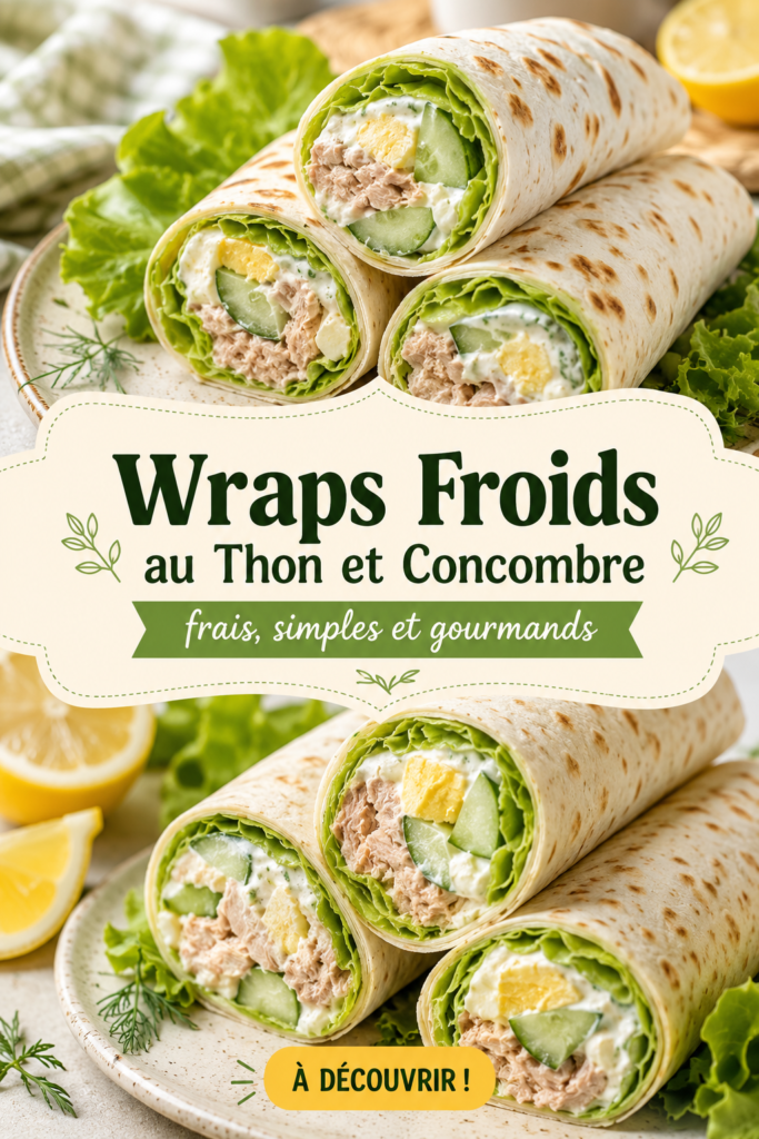 Wraps froids au thon et concombre sur une assiette, prêts à être dégustés.