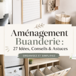 Une buanderie aménagée avec des rangements pratiques et un style moderne.