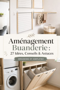 Une buanderie aménagée avec des rangements pratiques et un style moderne.