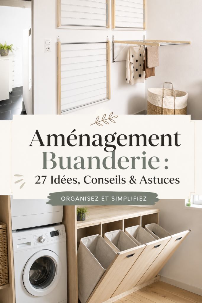 Une buanderie aménagée avec des rangements pratiques et un style moderne.