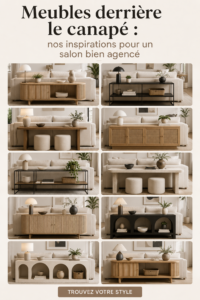 Espace aménagé avec des étagères et des plantes derrière un canapé dans un salon moderne.