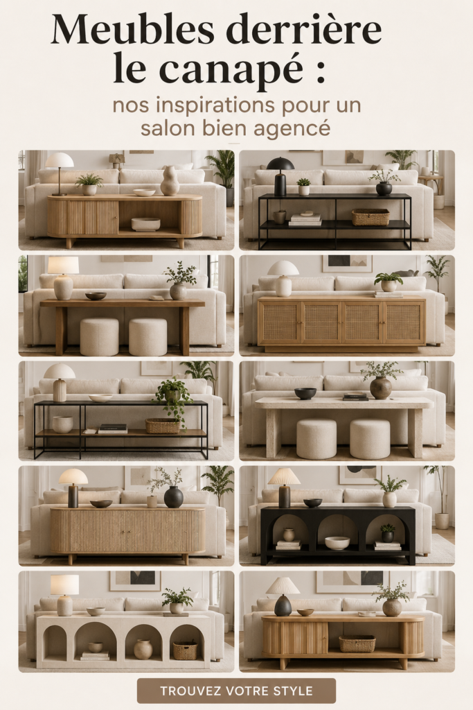Espace aménagé avec des étagères et des plantes derrière un canapé dans un salon moderne.