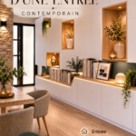Entrée contemporaine avec un agencement moderne et accueillant.