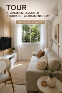 Un appartement moderne de 36m² avec un aménagement efficace et une décoration chaleureuse.