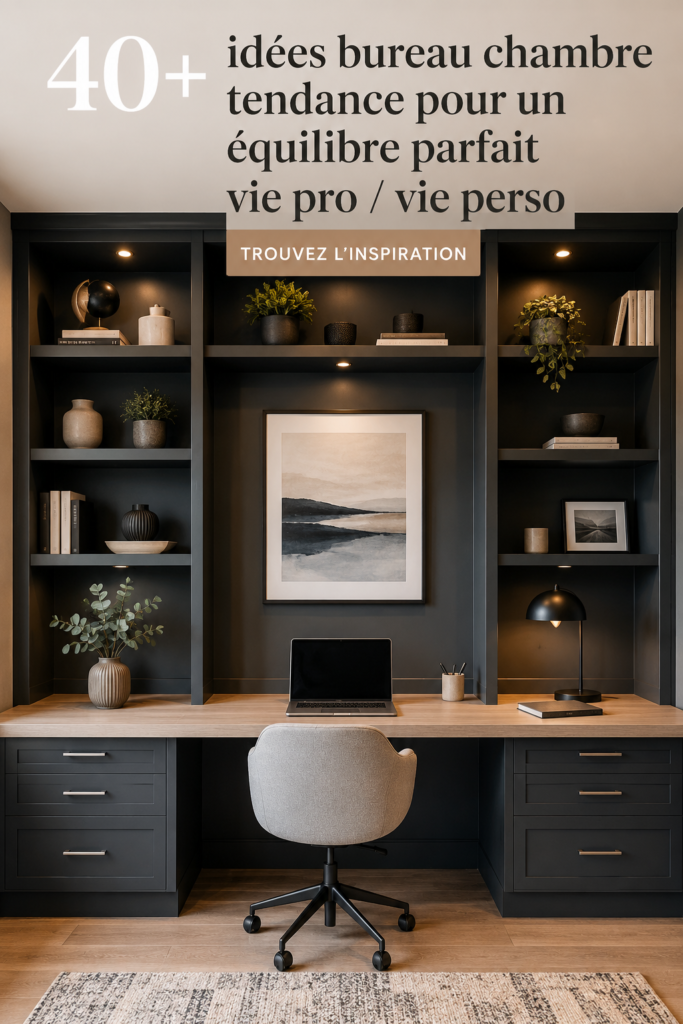 Bureau à domicile moderne avec décoration chaleureuse
