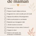 Une maman consultante sa checklist organisée sur un bureau chaleureux.