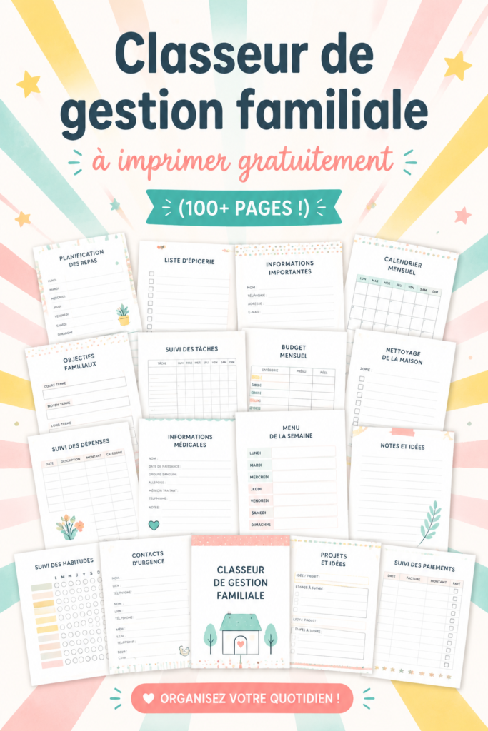 Un classeur d'organisation avec des pages imprimées arangées sur une table
