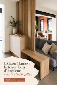 Exemple d'une cloison Lattis en bois décorant un intérieur moderne