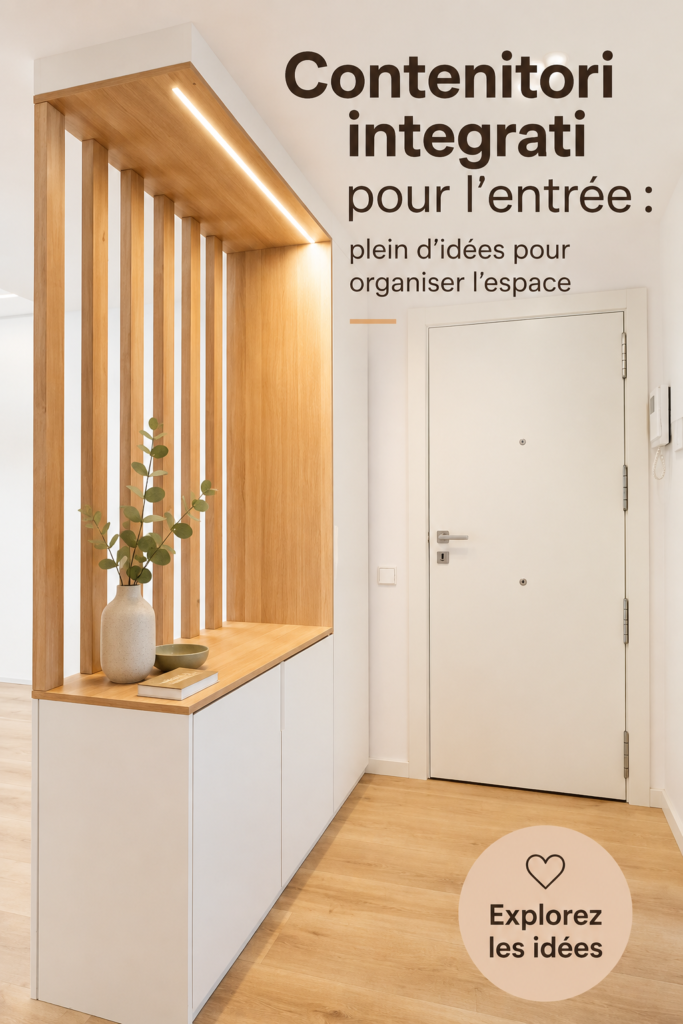 Hall d'entrée organisé avec des contenants modernes et pratiques