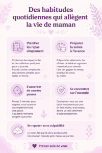 Une maman heureuse avec ses enfants, incarnant des habitudes quotidiennes simplifiées