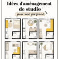 Un studio bien aménagé avec un coin salon chaleureux et une décoration moderne.