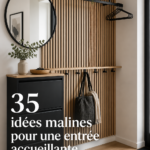 Hall d'entrée moderne et accueillant avec éclairage chaleureux et décoration bien choisie.