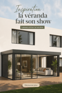 Véranda moderne avec des meubles confortables et des plantes vertes