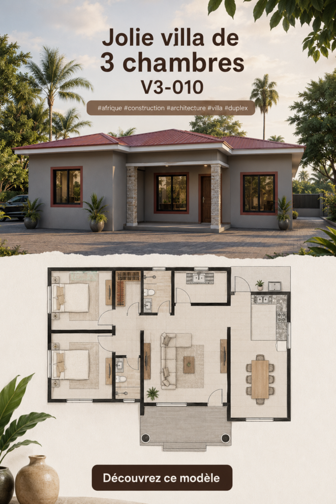 Jolie villa moderne de 3 chambres au design élégant
