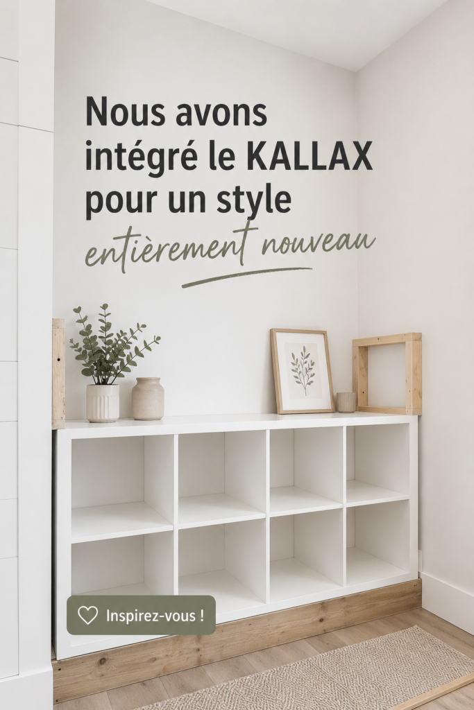 Étagère KALLAX intégrée dans un salon moderne, soulignant un style chaleureux et pratique.